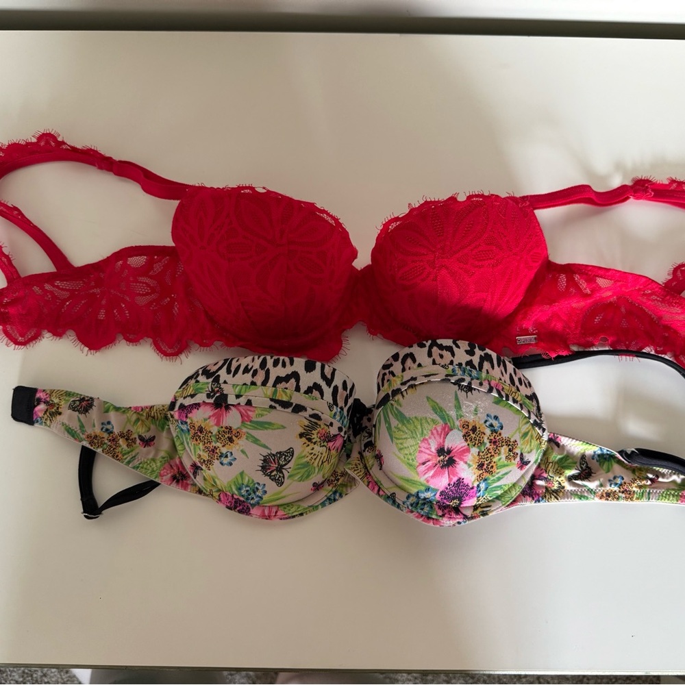 Floral and Red Lace Women's Bras